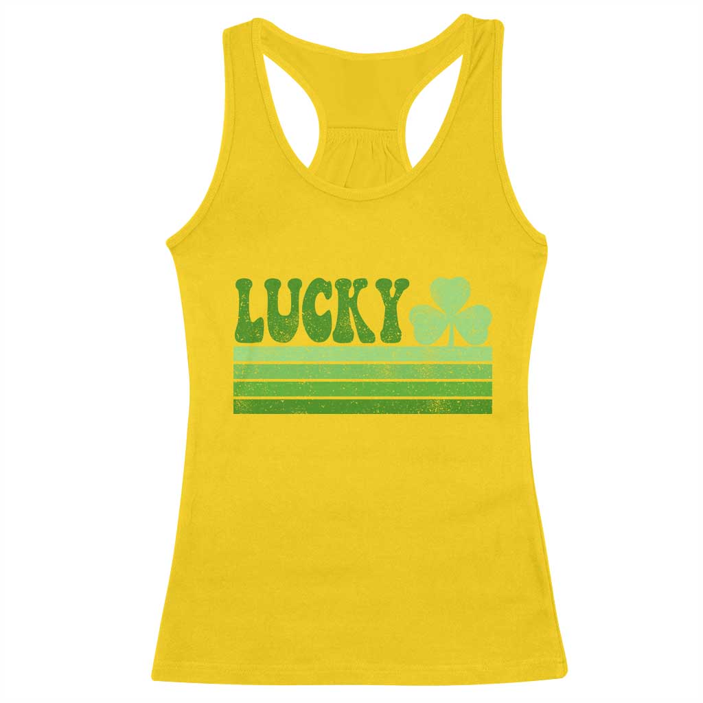Retro Lucky Racerback Tank Top St Patricks Day Irish Shamrock TS10 Daisy Print Your Wear