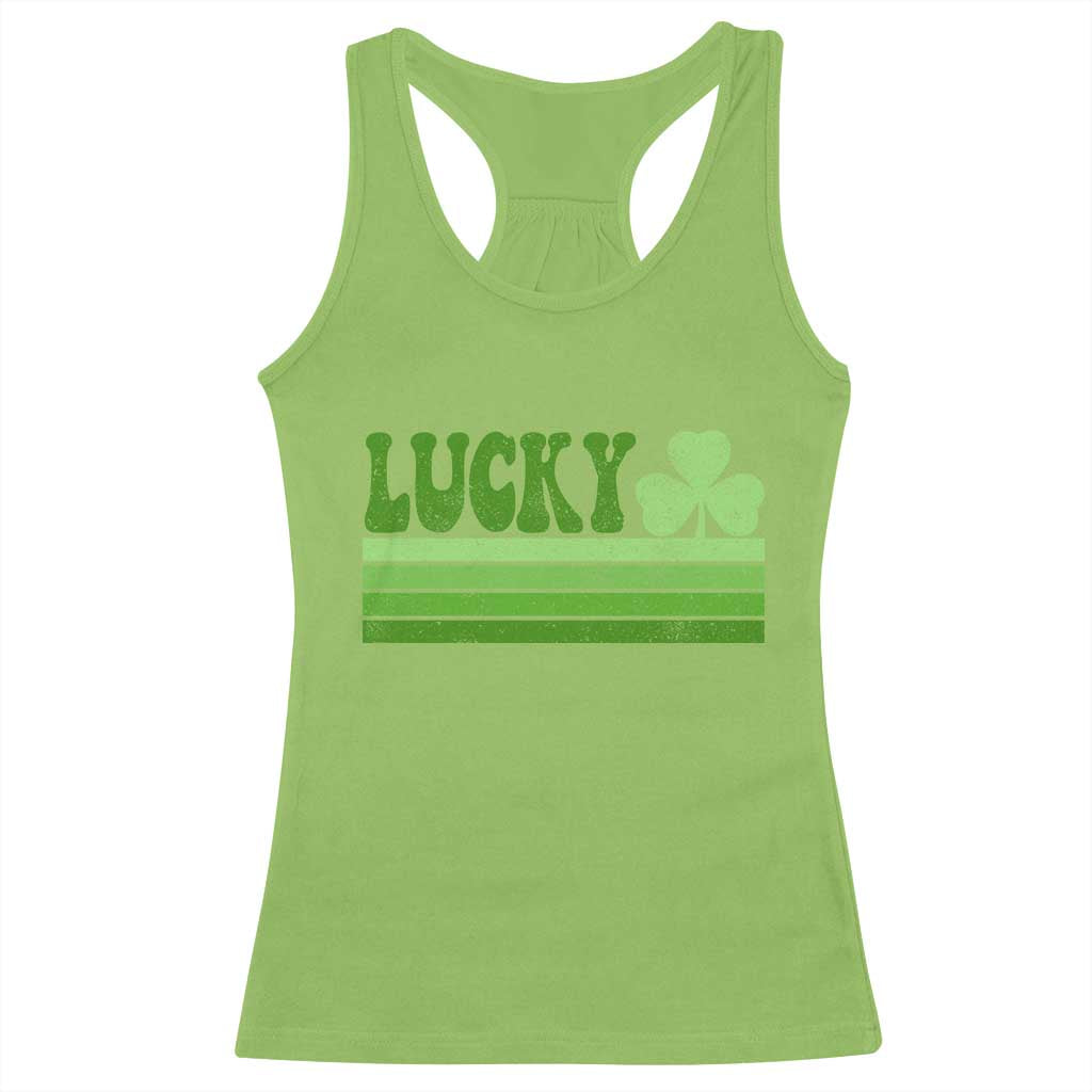 Retro Lucky Racerback Tank Top St Patricks Day Irish Shamrock TS10 Lime Print Your Wear
