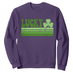 Retro Lucky Sweatshirt St Patricks Day Irish Shamrock TS10 Purple Print Your Wear
