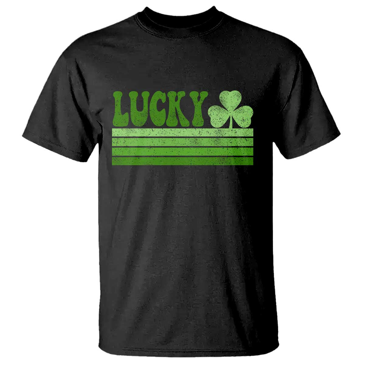 Retro Lucky T Shirt St Patricks Day Irish Shamrock TS10 Black Print Your Wear