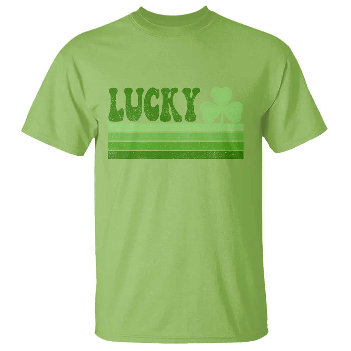 Retro Lucky T Shirt St Patricks Day Irish Shamrock TS10 Lime Print Your Wear