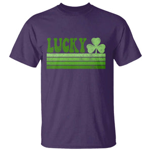 Retro Lucky T Shirt St Patricks Day Irish Shamrock TS10 Purple Print Your Wear