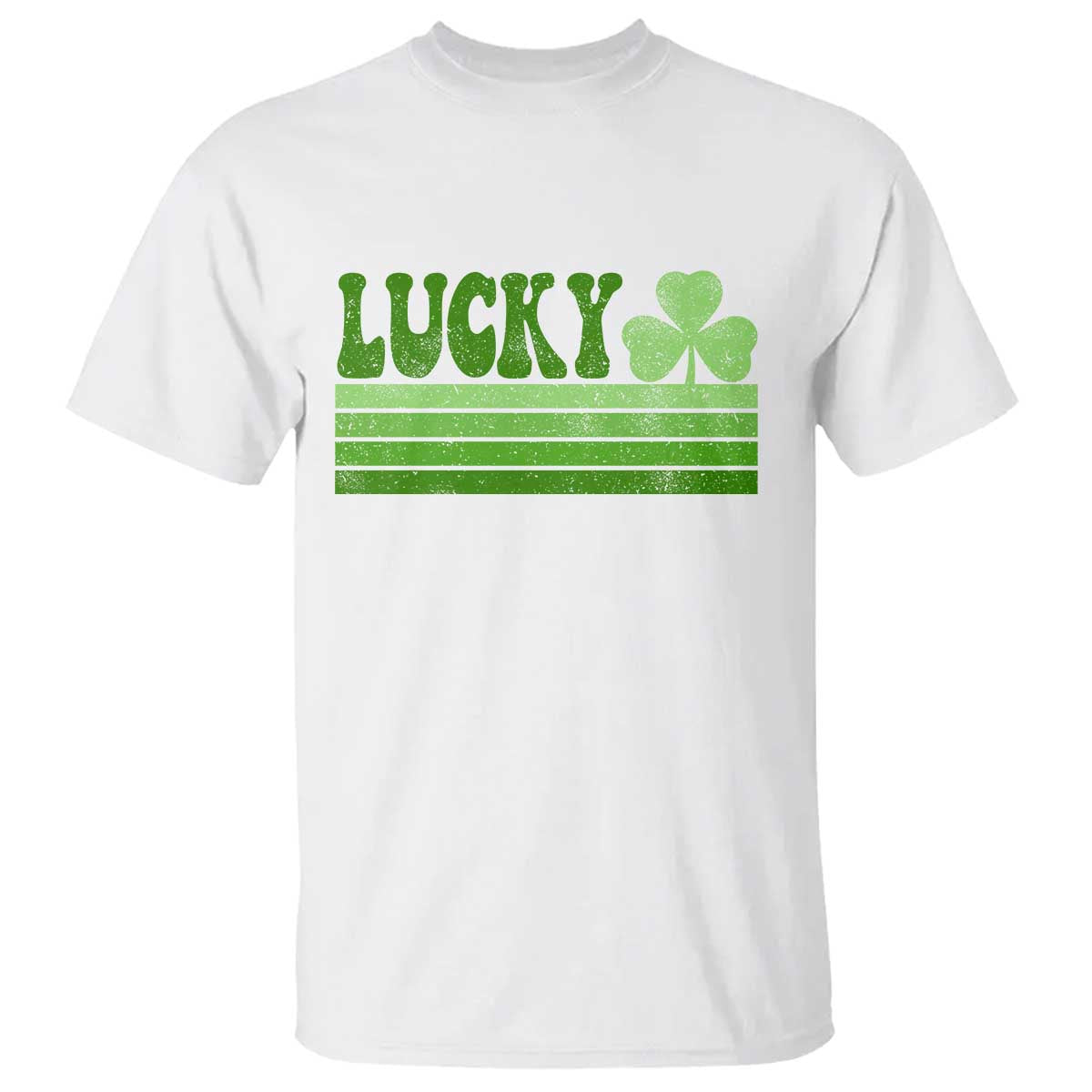 Retro Lucky T Shirt St Patricks Day Irish Shamrock TS10 White Print Your Wear