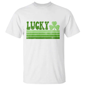 Retro Lucky T Shirt St Patricks Day Irish Shamrock TS10 White Print Your Wear