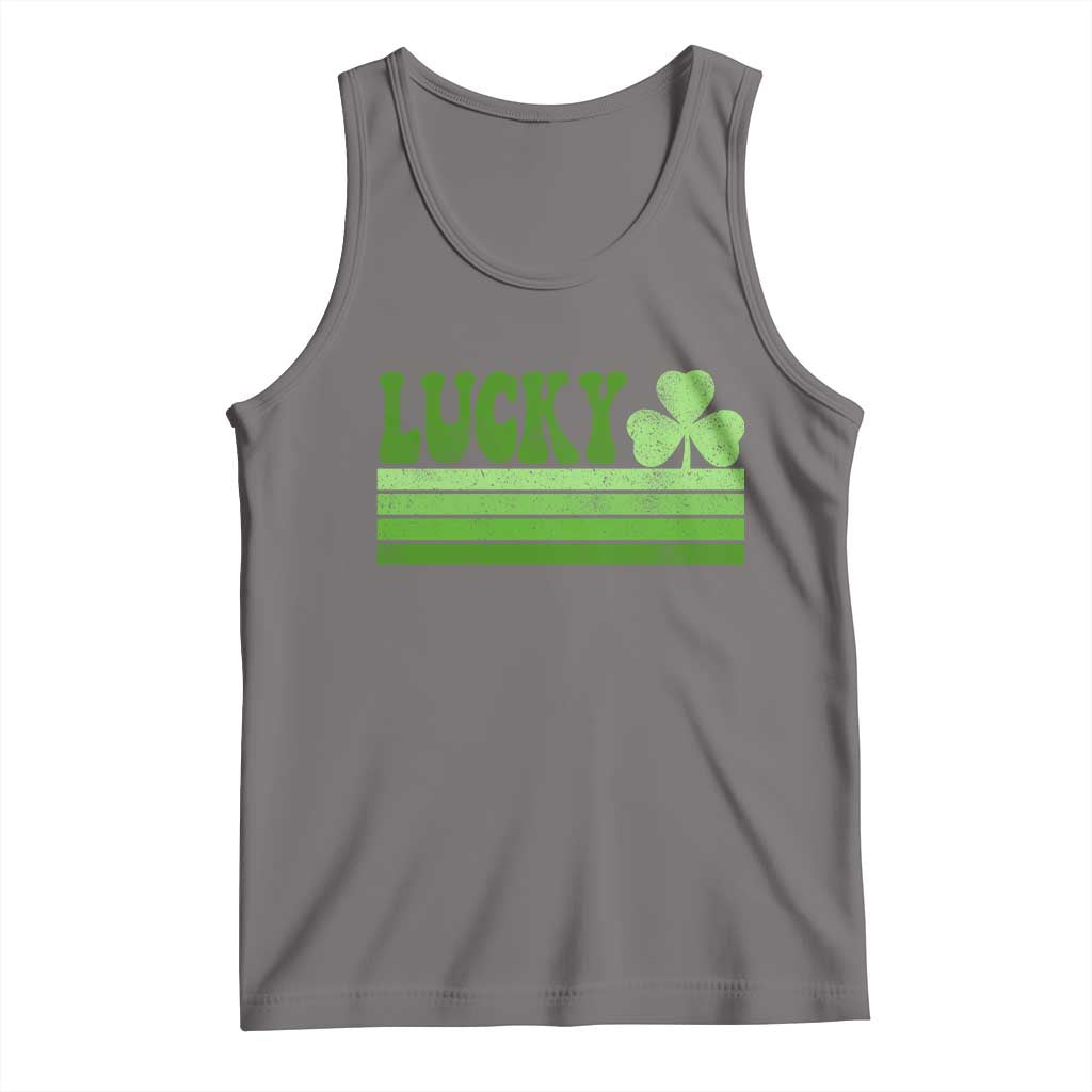 Retro Lucky Tank Top St Patricks Day Irish Shamrock TS10 Deep Heather Print Your Wear