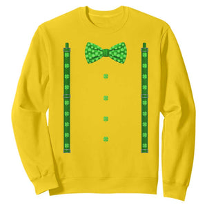Bow Tie Suspenders St Patricks Day Costume Sweatshirt Funny Irish Shamrock Clovers TS10 Daisy Print Your Wear