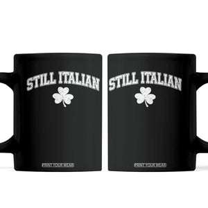 St Patricks Day Italian Coffee Mug Funny Retro Varsity Sporty Style Shamrock TS10 Black Print Your Wear