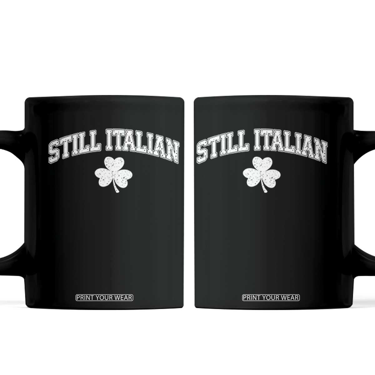 St Patricks Day Italian Coffee Mug Funny Retro Varsity Sporty Style Shamrock TS10 Black Print Your Wear