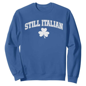 St Patricks Day Italian Sweatshirt Funny Retro Varsity Sporty Style Shamrock TS10 Royal Blue Print Your Wear