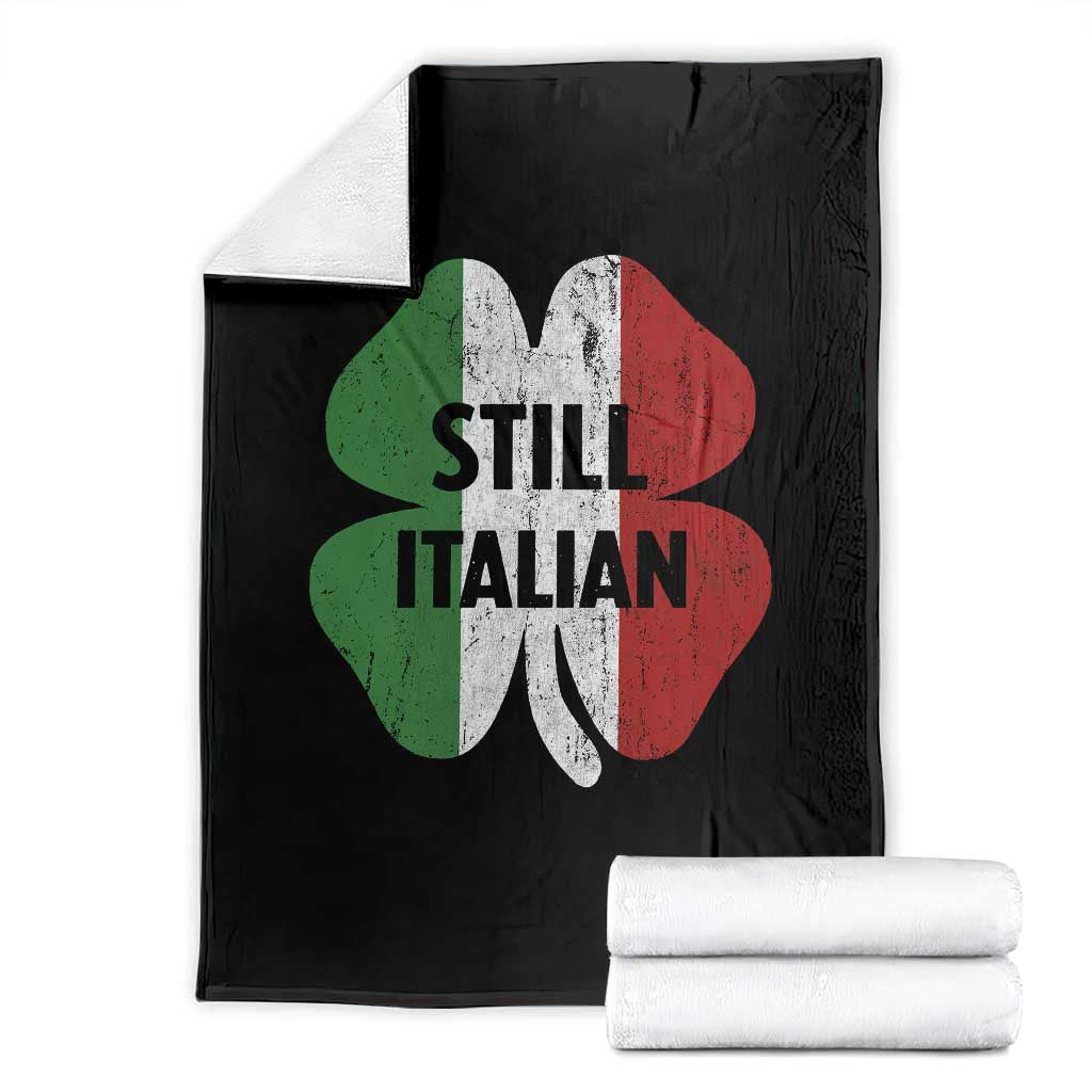 Funny St Patricks Day Italian Throw Blanket Retro Vintage Shamrock Italy Flag TS10 Black Print Your Wear