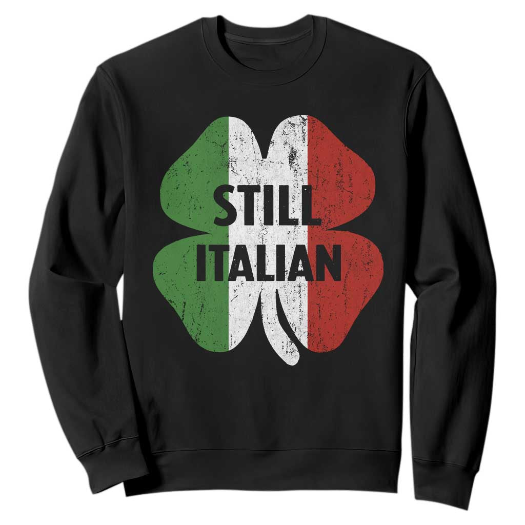 Funny St Patricks Day Italian Sweatshirt Retro Vintage Shamrock Italy Flag TS10 Black Print Your Wear