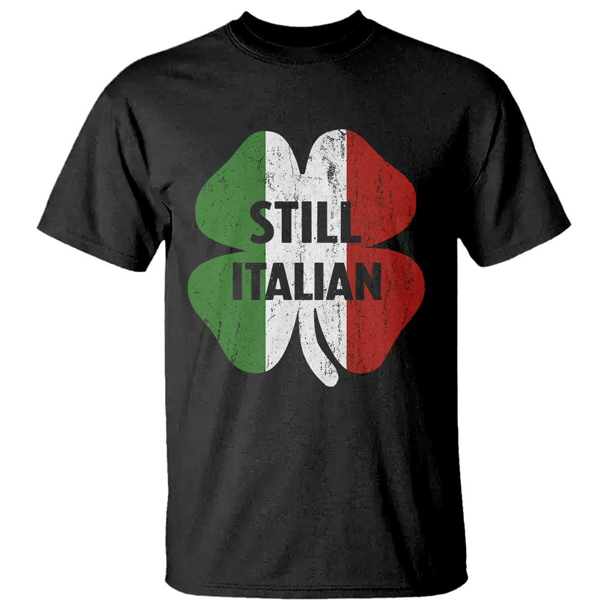 Funny St Patricks Day Italian T Shirt Retro Vintage Shamrock Italy Flag TS10 Black Print Your Wear
