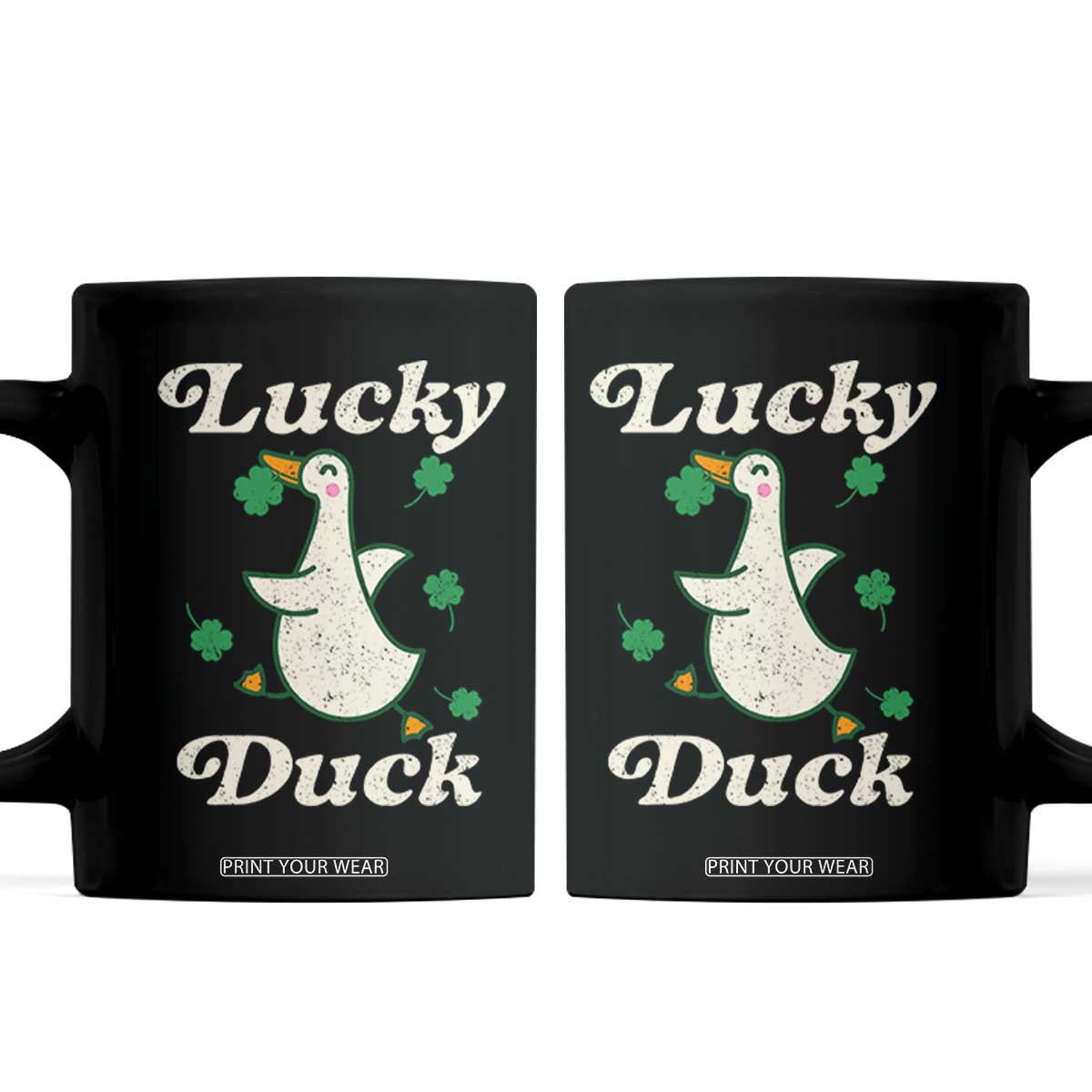 Lucky Duck Coffee Mug St Patricks Day Shamrock Irish TS10 Black Print Your Wear