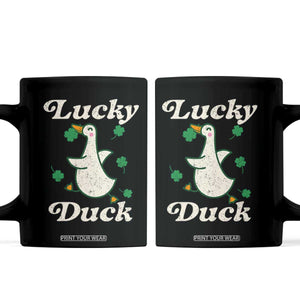 Lucky Duck Coffee Mug St Patricks Day Shamrock Irish TS10 Black Print Your Wear