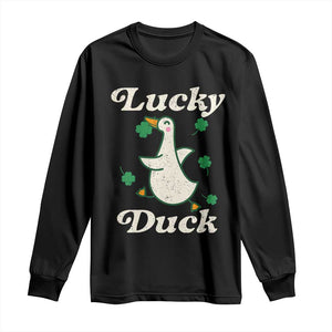Lucky Duck Long Sleeve Shirt St Patricks Day Shamrock Irish TS10 Black Print Your Wear