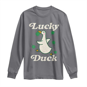 Lucky Duck Long Sleeve Shirt St Patricks Day Shamrock Irish TS10 Charcoal Print Your Wear