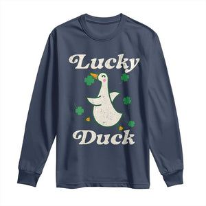 Lucky Duck Long Sleeve Shirt St Patricks Day Shamrock Irish TS10 Navy Print Your Wear