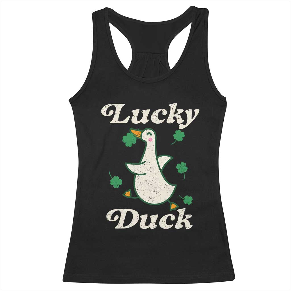 Lucky Duck Racerback Tank Top St Patricks Day Shamrock Irish TS10 Black Print Your Wear