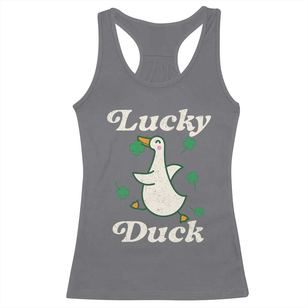 Lucky Duck Racerback Tank Top St Patricks Day Shamrock Irish TS10 Charcoal Print Your Wear