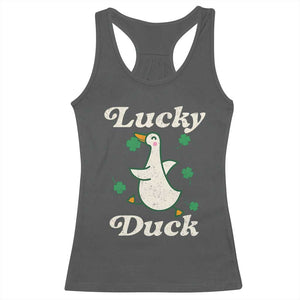 Lucky Duck Racerback Tank Top St Patricks Day Shamrock Irish TS10 Dark Heather Print Your Wear