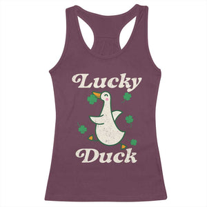 Lucky Duck Racerback Tank Top St Patricks Day Shamrock Irish TS10 Maroon Print Your Wear
