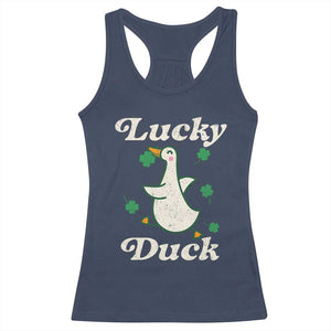 Lucky Duck Racerback Tank Top St Patricks Day Shamrock Irish TS10 Navy Print Your Wear