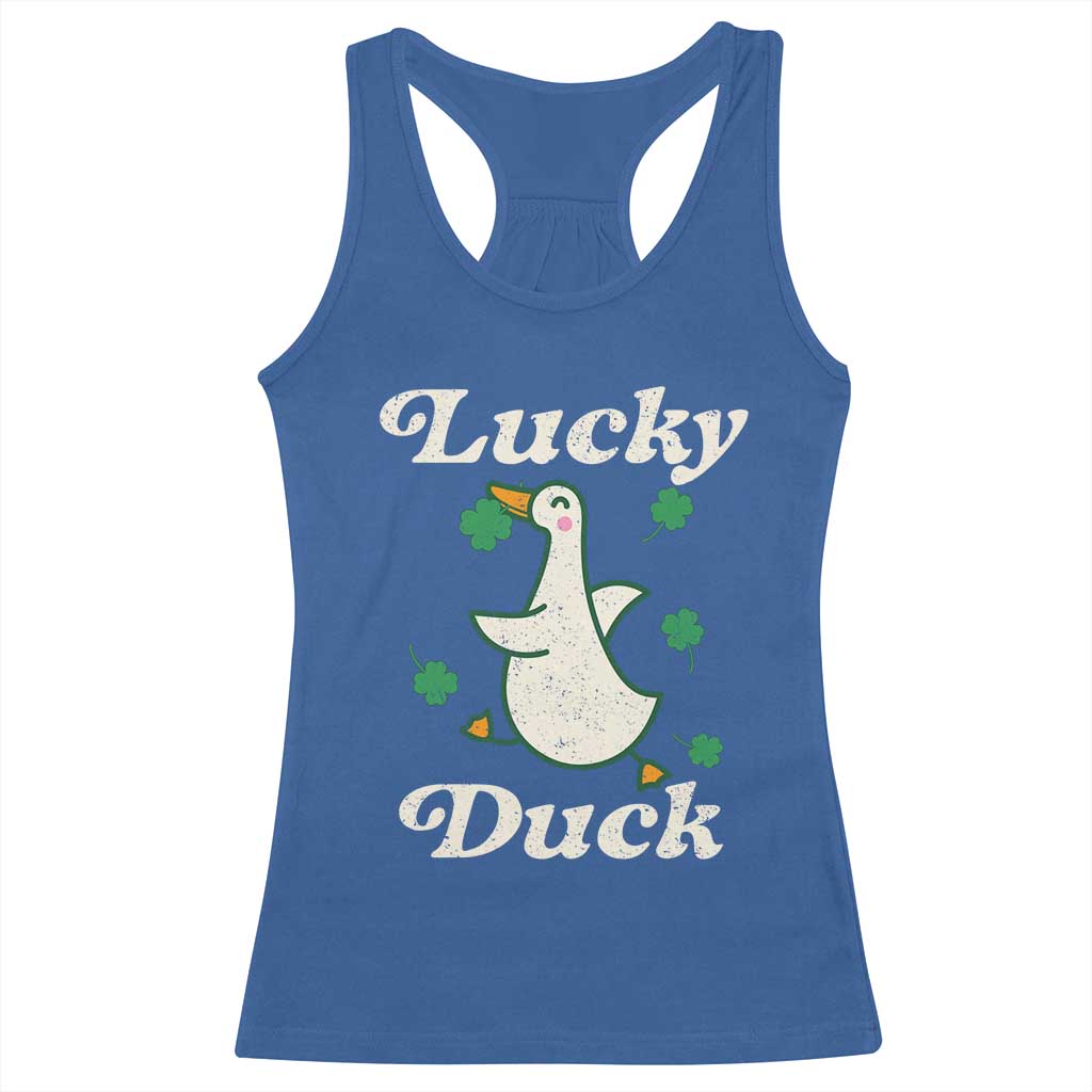 Lucky Duck Racerback Tank Top St Patricks Day Shamrock Irish TS10 Royal Blue Print Your Wear