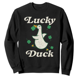 Lucky Duck Sweatshirt St Patricks Day Shamrock Irish TS10 Black Print Your Wear