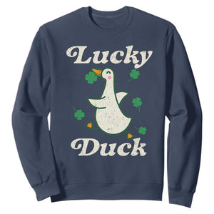 Lucky Duck Sweatshirt St Patricks Day Shamrock Irish TS10 Navy Print Your Wear