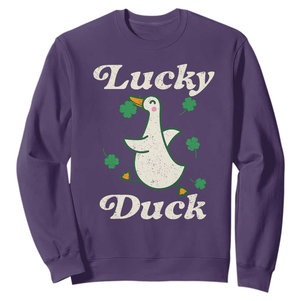 Lucky Duck Sweatshirt St Patricks Day Shamrock Irish TS10 Purple Print Your Wear