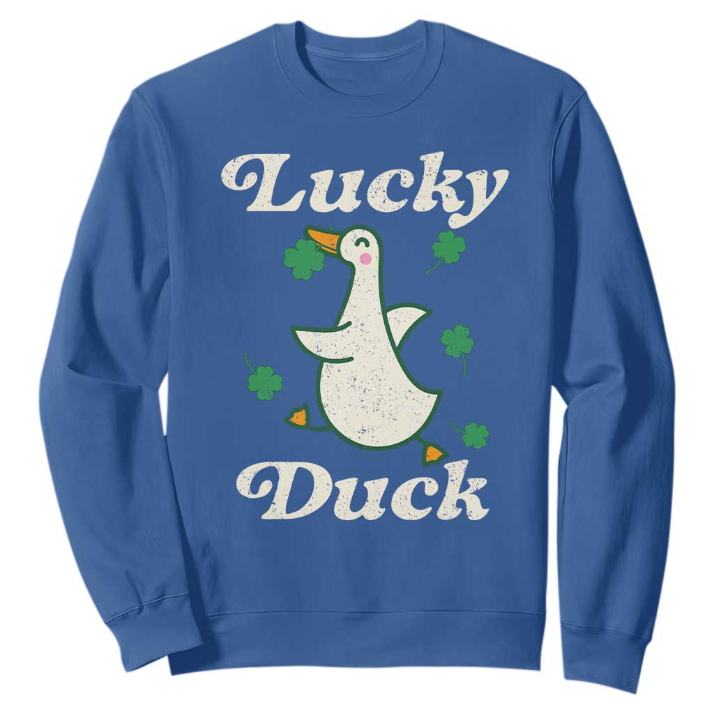 Lucky Duck Sweatshirt St Patricks Day Shamrock Irish TS10 Royal Blue Print Your Wear