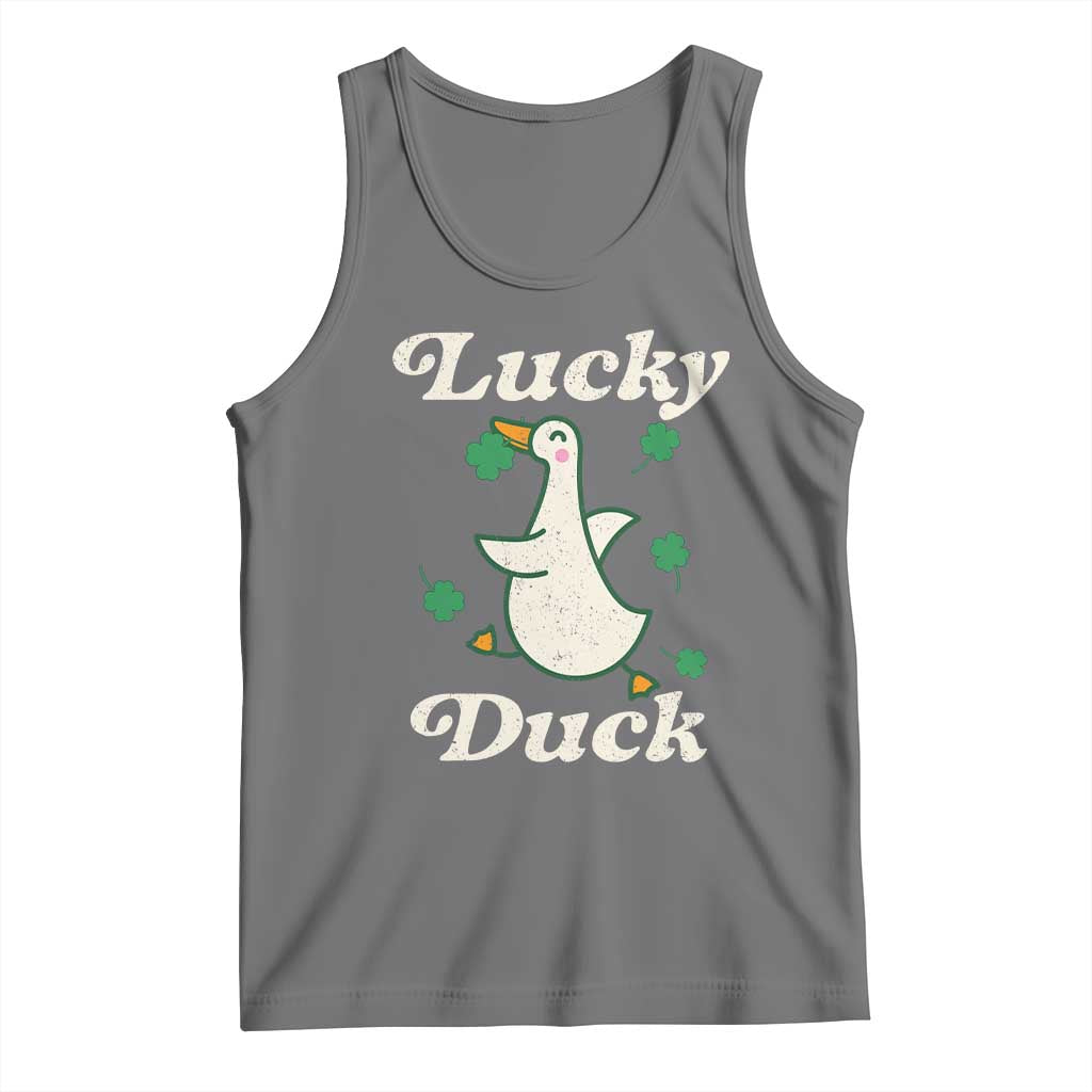 Lucky Duck Tank Top St Patricks Day Shamrock Irish TS10 Black Heather Print Your Wear
