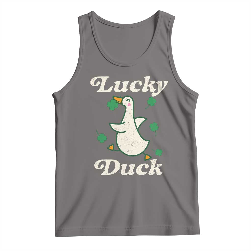 Lucky Duck Tank Top St Patricks Day Shamrock Irish TS10 Deep Heather Print Your Wear