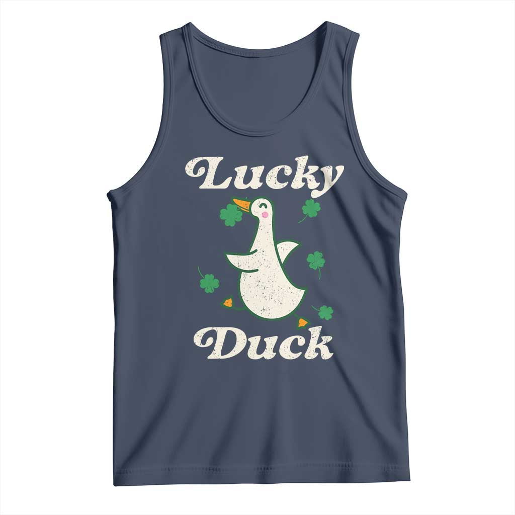 Lucky Duck Tank Top St Patricks Day Shamrock Irish TS10 Navy Print Your Wear