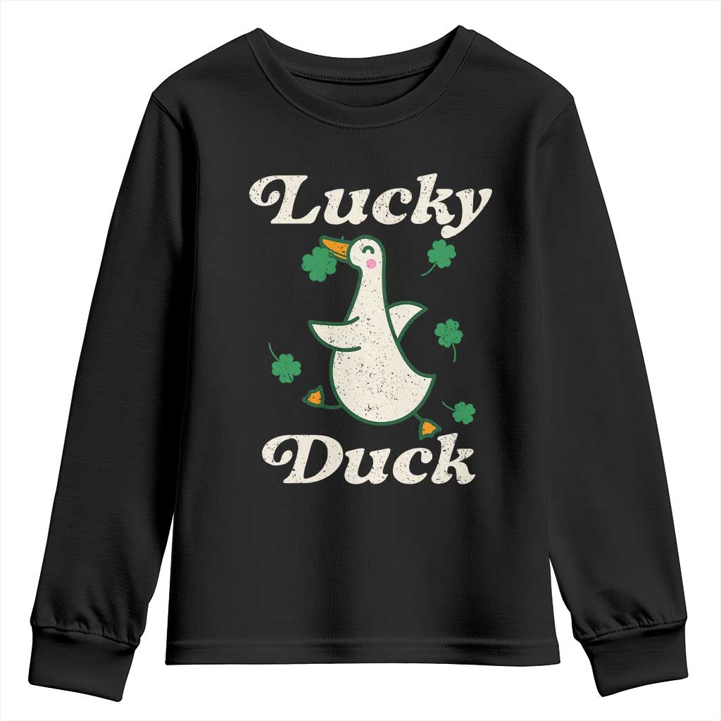 Lucky Duck Youth Sweatshirt St Patricks Day Shamrock Irish TS10 Black Print Your Wear