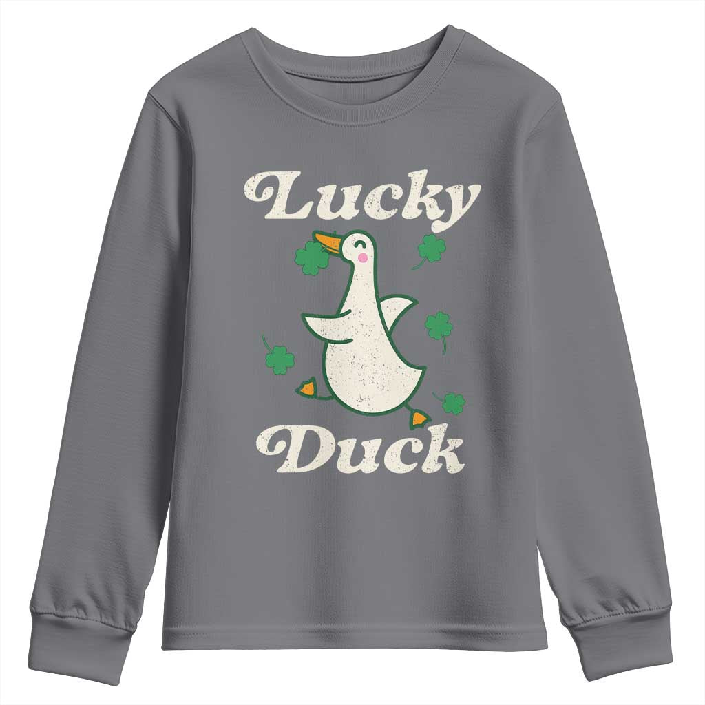 Lucky Duck Youth Sweatshirt St Patricks Day Shamrock Irish TS10 Charcoal Print Your Wear