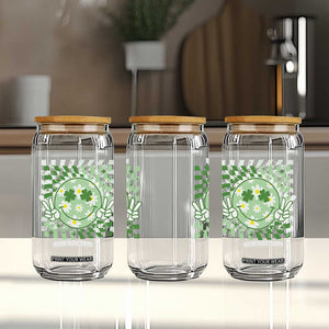 Retro Groovy Shamrock Smile Face St Patricks Day Glass Can TS10 Print Your Wear