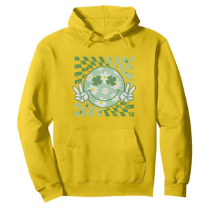 Retro Groovy Shamrock Smile Face St Patricks Day Hoodie TS10 Daisy Print Your Wear