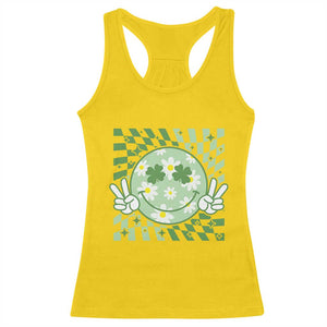 Retro Groovy Shamrock Smile Face St Patricks Day Racerback Tank Top TS10 Daisy Print Your Wear