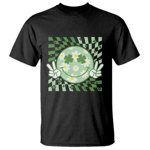 Retro Groovy Shamrock Smile Face St Patricks Day T Shirt TS10 Black Print Your Wear