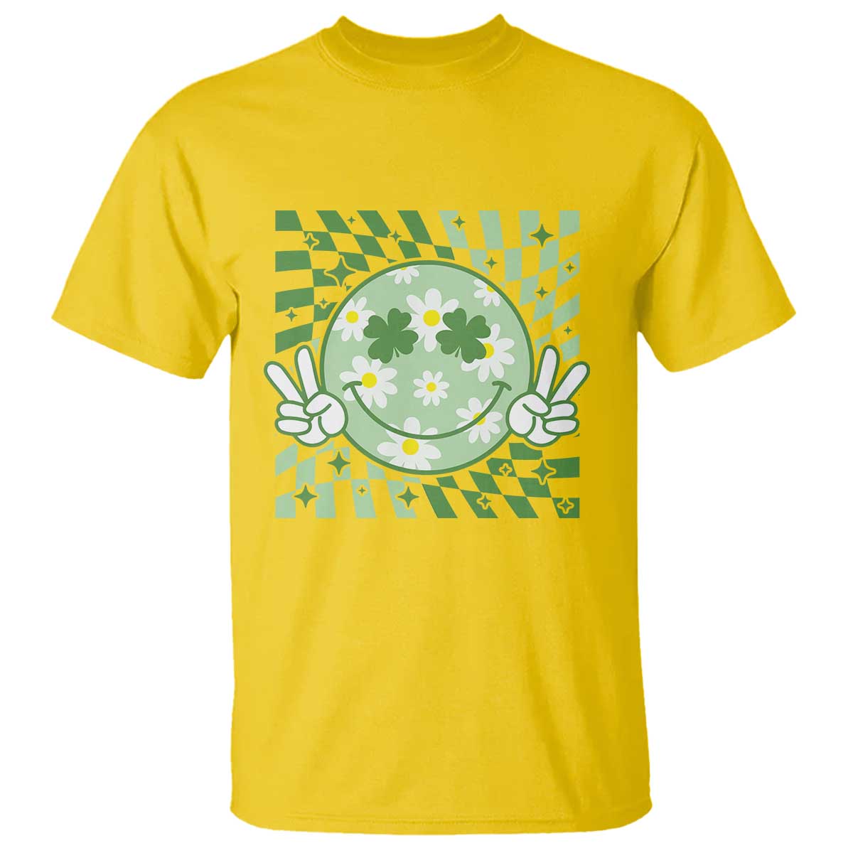 Retro Groovy Shamrock Smile Face St Patricks Day T Shirt TS10 Daisy Print Your Wear