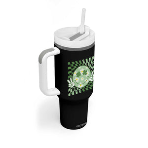 Retro Groovy Shamrock Smile Face St Patricks Day Tumbler With Handle TS10 Print Your Wear