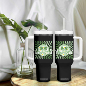 Retro Groovy Shamrock Smile Face St Patricks Day Tumbler With Handle TS10 Print Your Wear