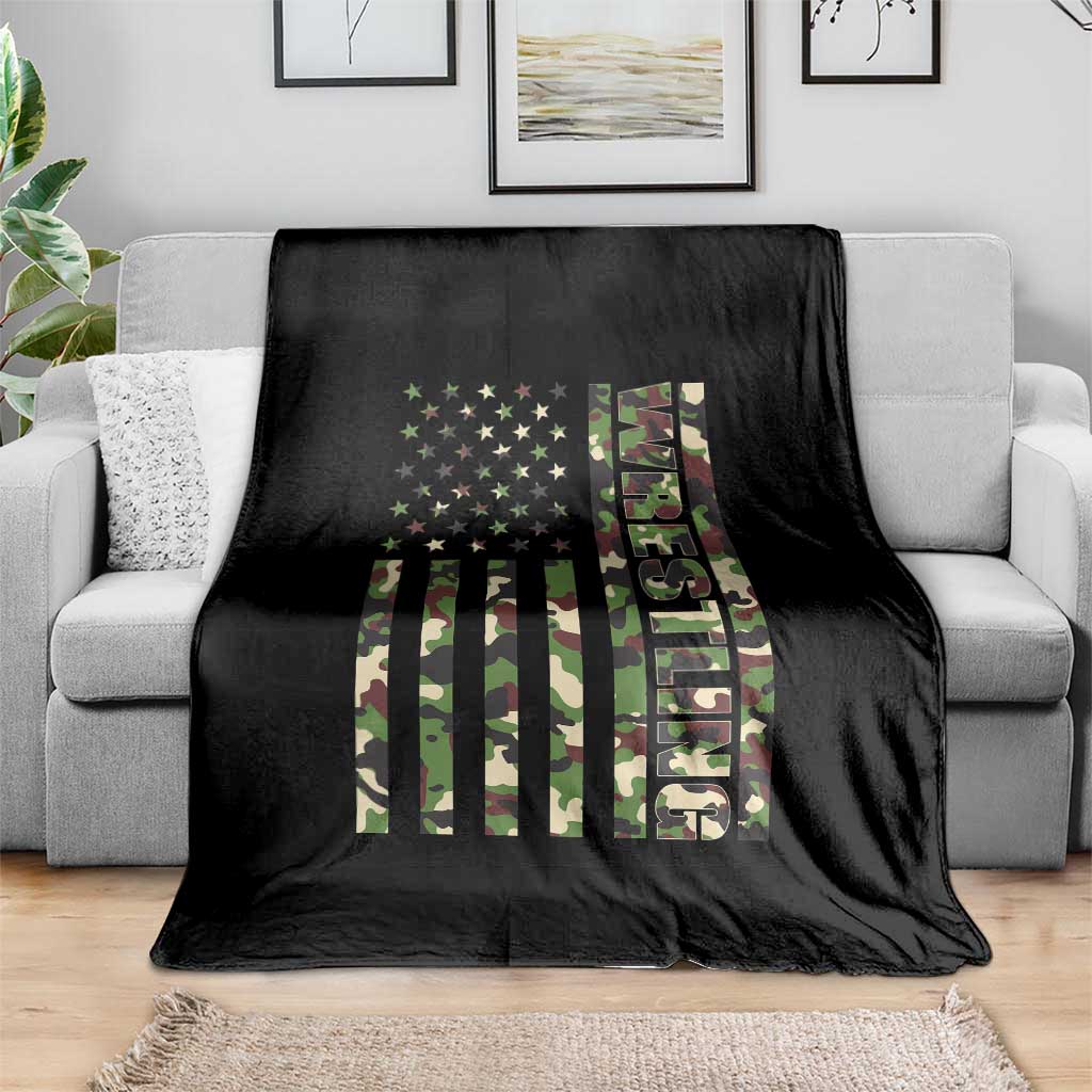 Wrestling American Flag Camo Wrestler Throw Blanket TS10 Print Your Wear