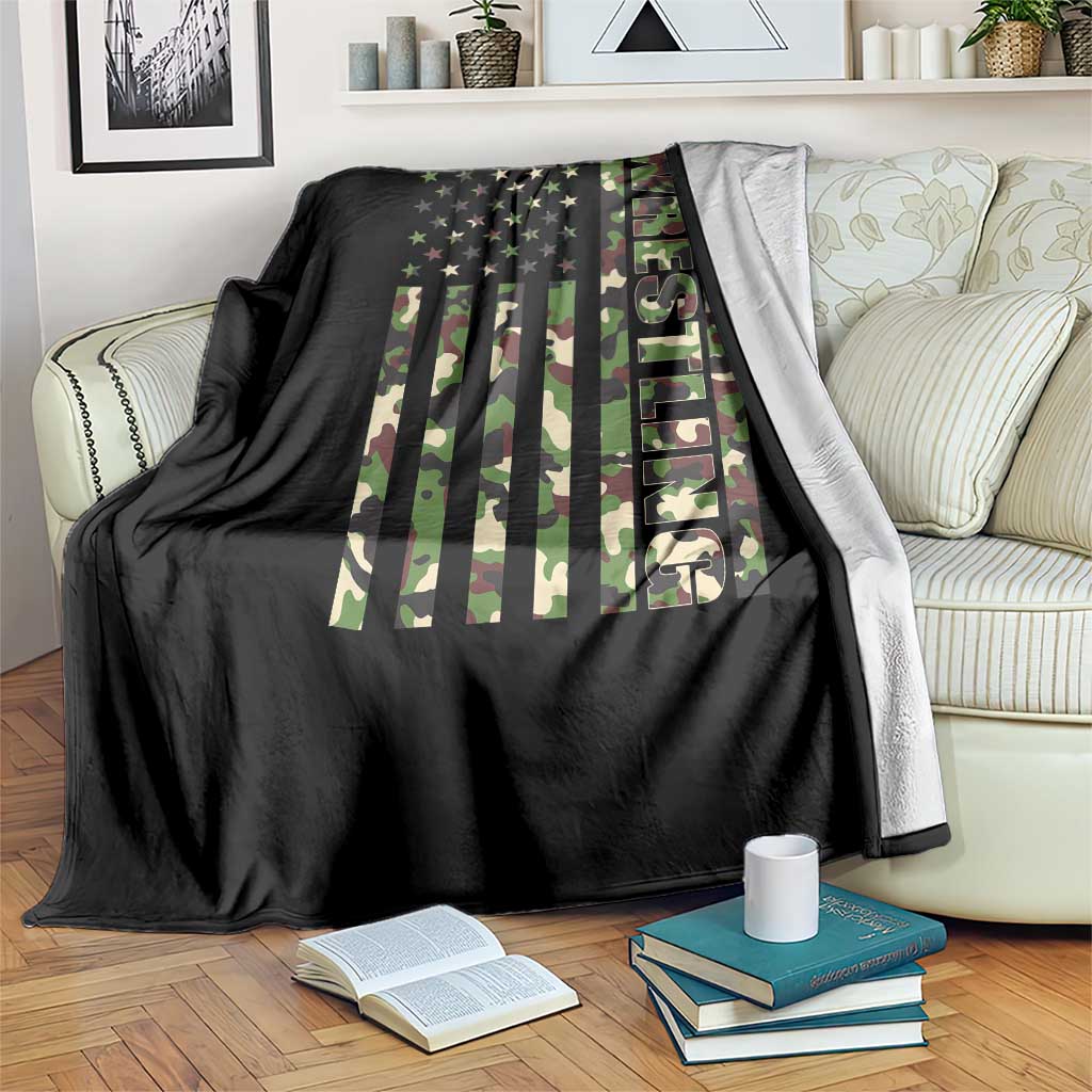 Wrestling American Flag Camo Wrestler Throw Blanket TS10 Print Your Wear