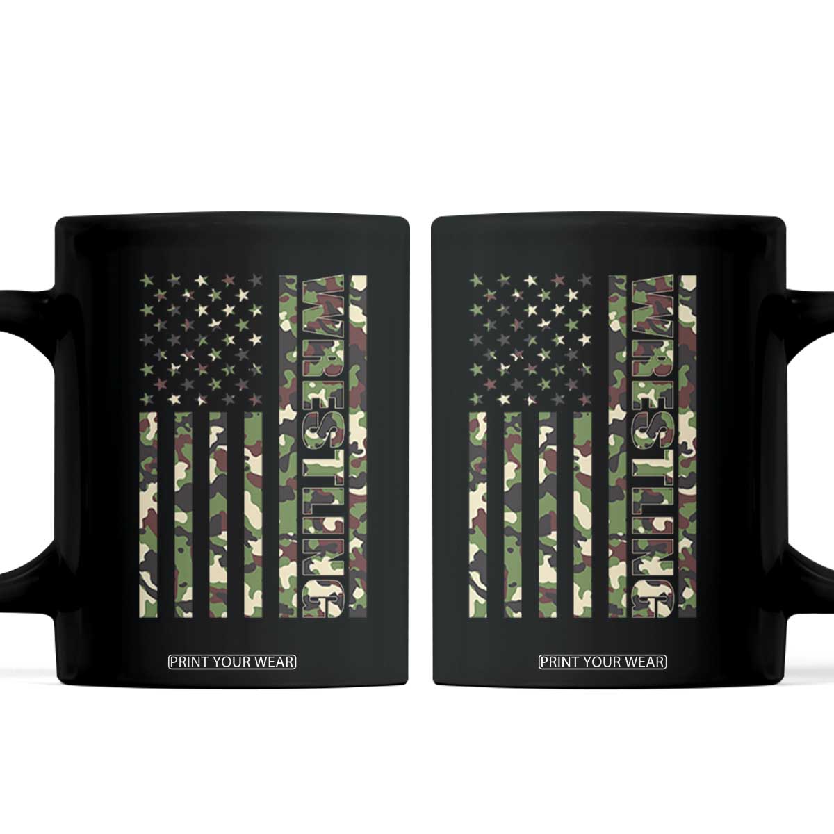 Wrestling American Flag Camo Wrestler Coffee Mug TS10 Black Print Your Wear