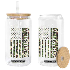 Wrestling American Flag Camo Wrestler Glass Can TS10 Print Your Wear