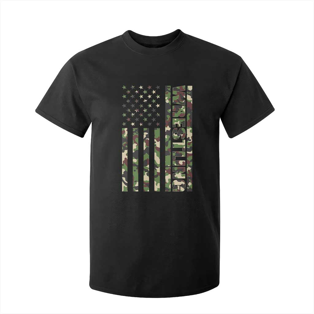 Wrestling American Flag Camo Wrestler T Shirt For Kid TS10 Black Print Your Wear