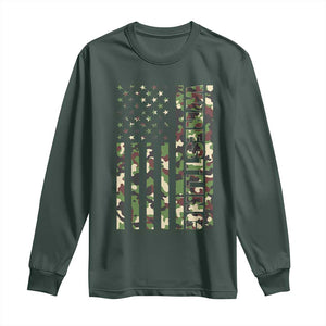 Wrestling American Flag Camo Wrestler Long Sleeve Shirt TS10 Dark Forest Green Print Your Wear