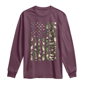 Wrestling American Flag Camo Wrestler Long Sleeve Shirt TS10 Maroon Print Your Wear